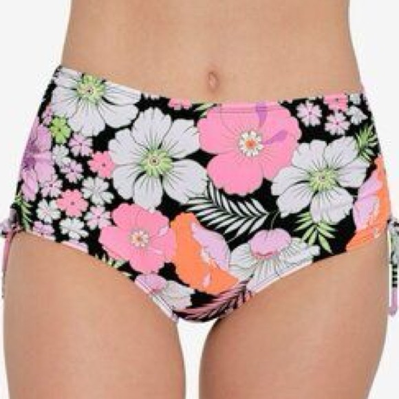 NWT SALT + COVE Womens Bikini Pink & Black Floral Swim Bottoms Extra Large XL - Picture 1 of 5
